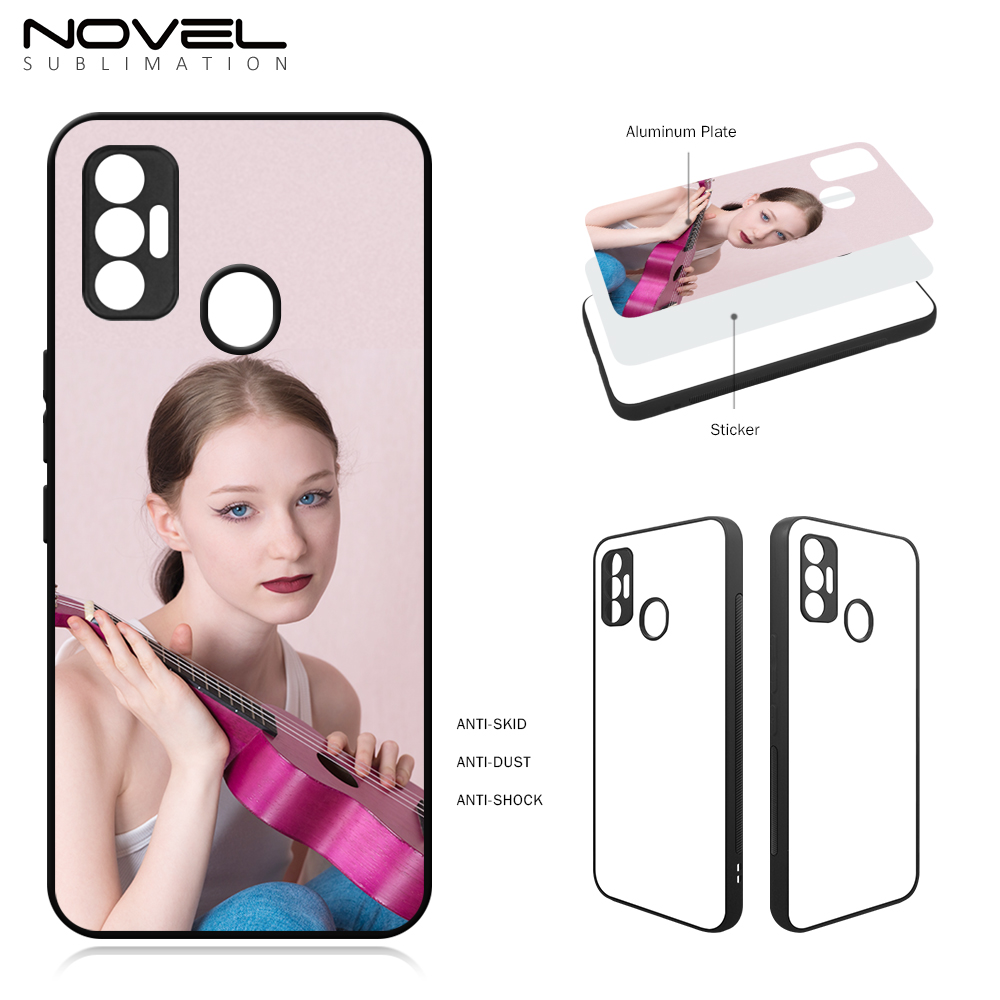 Smooth Sides!!! For Tecno Spark 7 Series Sublimation 2D TPU Silicone Phone Case Cover With Aluminum Insert