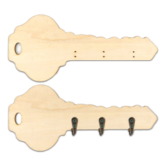 Sublimation Blank Wooden Key Rack with Hook Wood Key Holder with Hanging Hooks- Unique Key Shape & Regular Rectangle