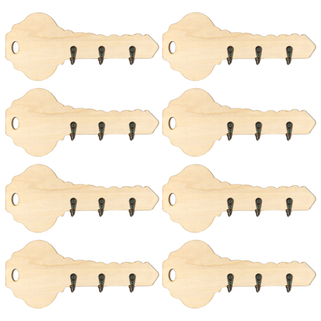 Sublimation Blank Wooden Key Rack with Hook Wood Key Holder with Hanging Hooks- Unique Key Shape & Regular Rectangle