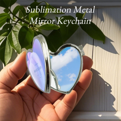 Heat Transfer Blank Metal Keychain with Dual-Mirror Sublimation Mirror Keychain DIY Metal Keyring
