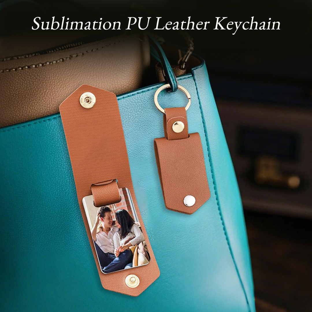 Sublimation PU Frame DIY Keychain Heat Transfer Keyring Custom Heat Transfer Leather Photo Keychain - Personalized Picture Frame Gift for Bulk Orders & Promotions