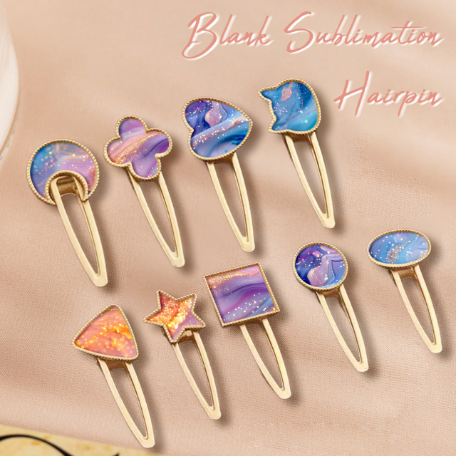 Sublimation Blank Metal Hairpin DIY Custom Design Printable Hair accessories Heat Transfer Small Gift with Multiple Shapes