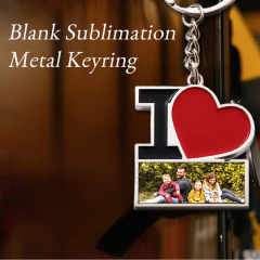 Sublimation Metal Keychain "I Love" Heart Shape Printable Keyring Heart Love Heat Transfer Press Blank Key Chains