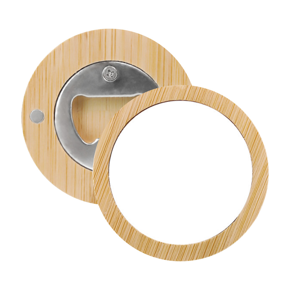 Sublimation Round Bamboo Wood Bottle Opener - Heat Transfer Printable Base Fridge Magnet Creative Gifts Brands Promotional