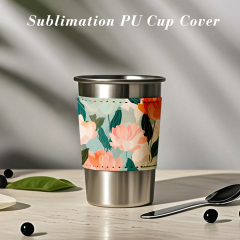 Sublimation PU Leather Coffee Cup Protector Coffee Cup Sleeve - Durable & Stylish Heat Transfer Ready for Customization