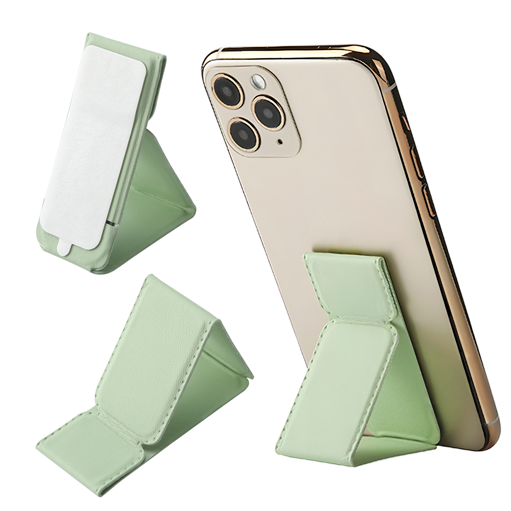 Universal Adhesive Phone Stand - Foldable Magnetic PU Leather Holder, Fits All Phone Models, 24 Colors