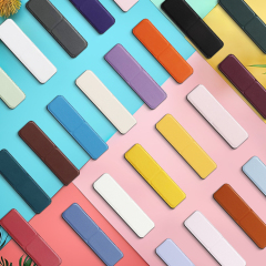 Universal Adhesive Phone Stand - Foldable Magnetic PU Leather Holder, Fits All Phone Models, 24 Colors