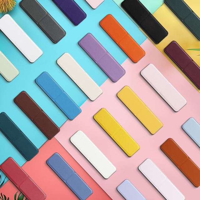 Universal Adhesive Phone Stand - Foldable Magnetic PU Leather Holder, Fits All Phone Models, 24 Colors