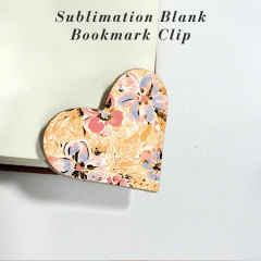 Sublimation PU Leather Bookmark Clip School Supply Double-side Printable Heat Transfer Heart Shape Bookmarks