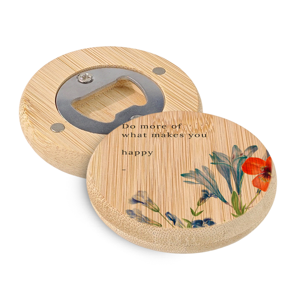 Sublimation Round Bamboo Wood Bottle Opener - Heat Transfer Printable Base Fridge Magnet Creative Gifts Brands Promotional