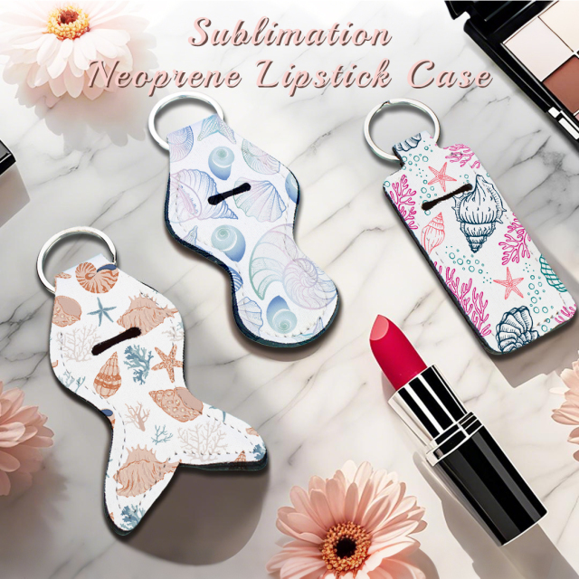 Sublimation Blank Neoprene Keychain Series Custom Design Heat Press Sanitizer Holder Lipstick Case