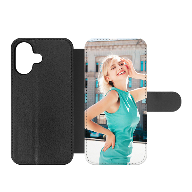 Sublimation Blank PU Leather Flip Phone Case for iPhone 17, 16 Series,iPhone Series TPU Inside Wallet with Card Holder and Stand