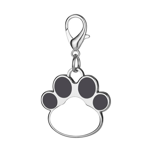 Sublimation Metal Keychain Pet Tags Single-sided Printing DIY Zinc Alloy Blank Colorful Dog Paw Dog Tag
