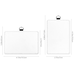 Sublimation PU Leather ID Card Holder Blank White Work Card MDF DIY Name Card, White Canvas Front for Printing, Horizontal & Vertical Versions