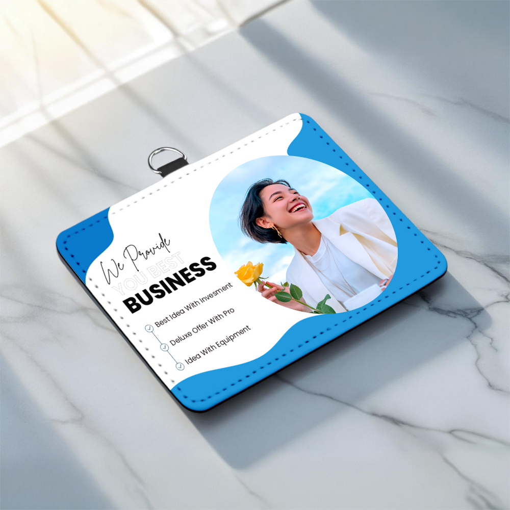 Sublimation PU Leather ID Card Holder Blank White Work Card DIY Name Card, White Canvas Front for Printing, Horizontal & Vertical Versions