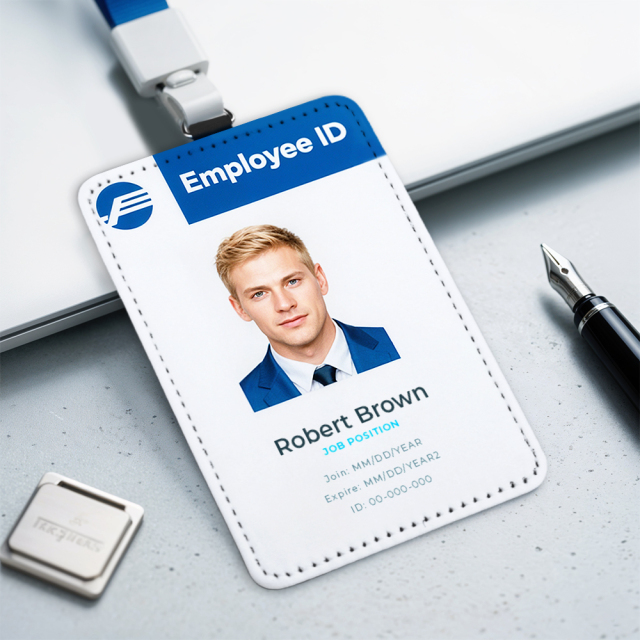 Sublimation PU Leather ID Card Holder Blank White Work Card MDF DIY Name Card, White Canvas Front for Printing, Horizontal & Vertical Versions