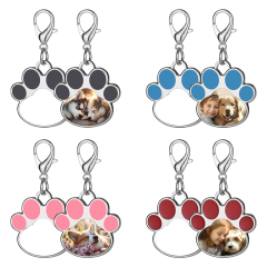 Sublimation Metal Keychain Pet Tags Single-sided Printing DIY Zinc Alloy Blank Colorful Dog Paw Dog Tag