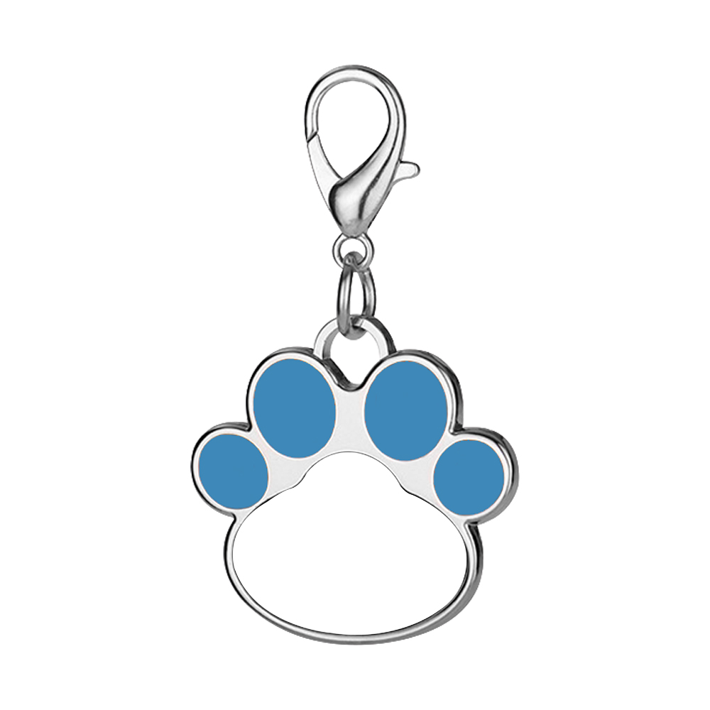 Sublimation Metal Keychain Pet Tags Single-sided Printing DIY Zinc Alloy Blank Colorful Dog Paw Dog Tag