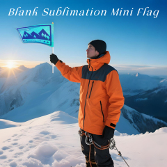 Sublimation Flag Blank Small White Blank Flags on Stick for DIY Parades Birthday Party Decorations Wedding Events Celebration
