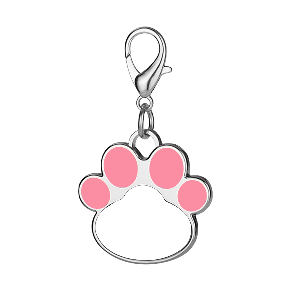 Sublimation Metal Keychain Pet Tags Single-sided Printing DIY Zinc Alloy Blank Colorful Dog Paw Dog Tag