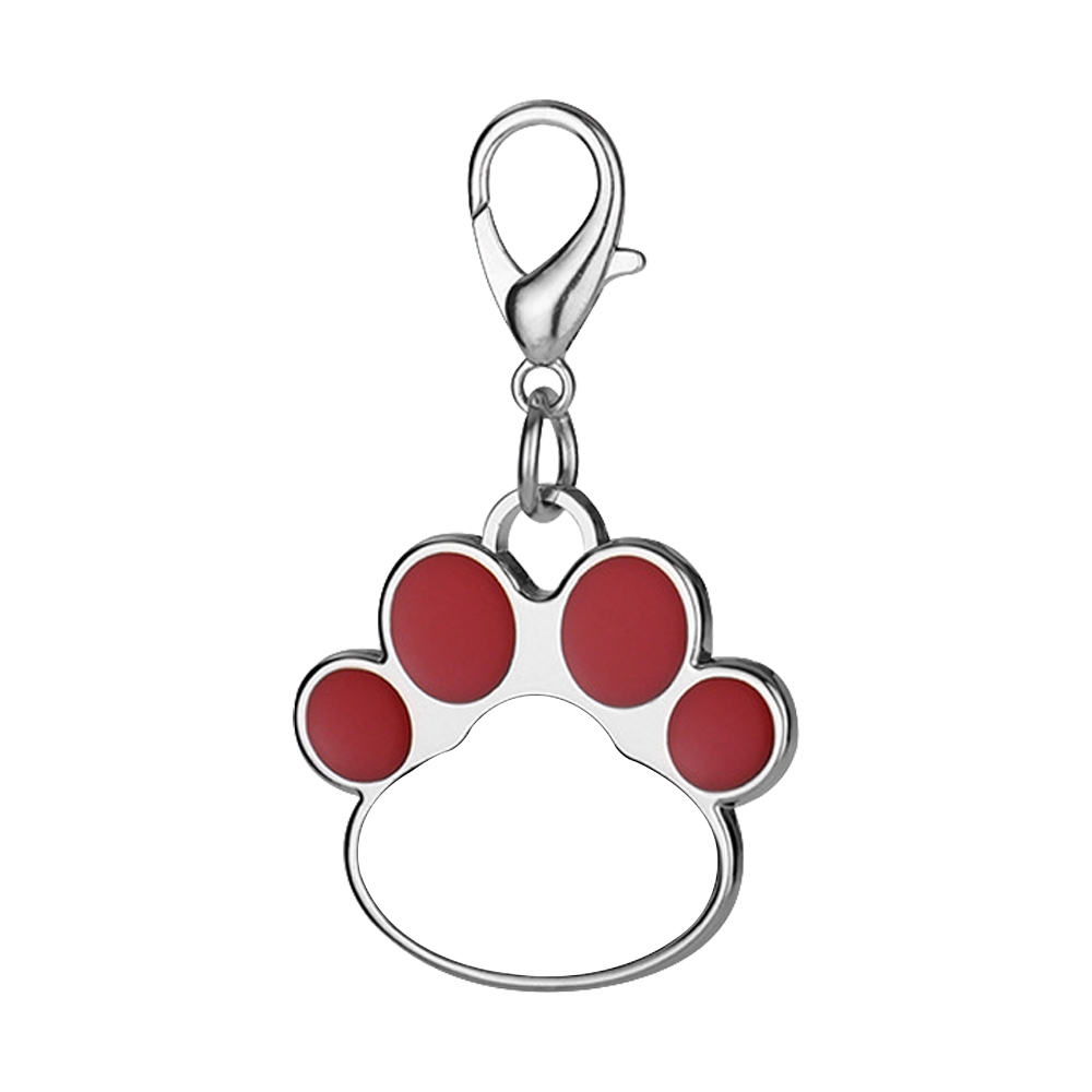 Sublimation Metal Keychain Pet Tags Single-sided Printing DIY Zinc Alloy Blank Colorful Dog Paw Dog Tag