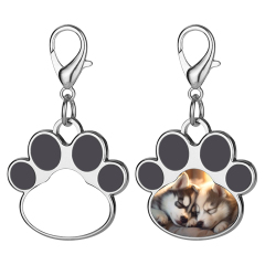 Sublimation Metal Keychain Pet Tags Single-sided Printing DIY Zinc Alloy Blank Colorful Dog Paw Dog Tag