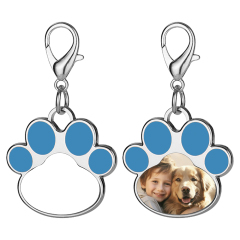 Sublimation Metal Keychain Pet Tags Single-sided Printing DIY Zinc Alloy Blank Colorful Dog Paw Dog Tag