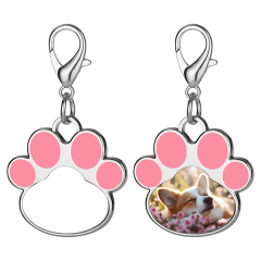 Sublimation Metal Keychain Pet Tags Single-sided Printing DIY Zinc Alloy Blank Colorful Dog Paw Dog Tag