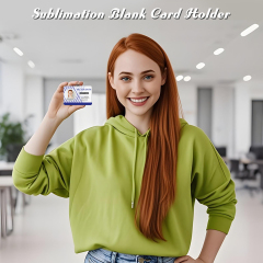 Sublimation PU Leather ID Card Holder Blank White Work Card MDF DIY Name Card, White Canvas Front for Printing, Horizontal & Vertical Versions