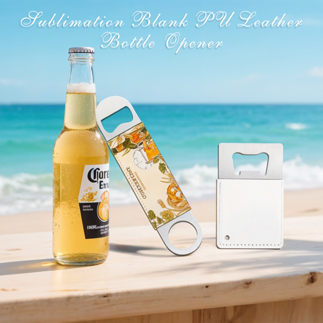 New Arrival Sublimation DIY PU Leather Bottle Opener Double-Sided Printing 4 Styles