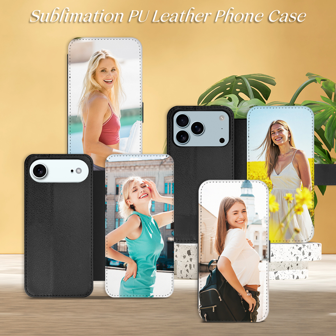 Sublimation Blank PU Leather Flip Phone Case for iPhone 17, 16 Series,iPhone Series TPU Inside Wallet with Card Holder and Stand