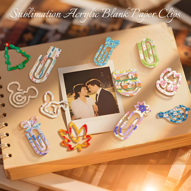 Custom Sublimation Acrylic Paperclips - Vibrant Full-Color Printing for Office & Promotions Personalized acrylic clips