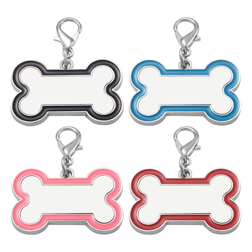 DIY Zinc Alloy Blank Colorful Dog Bone Dog Tag Sublimation Metal Keychain Pet Tags Single-sided Printing