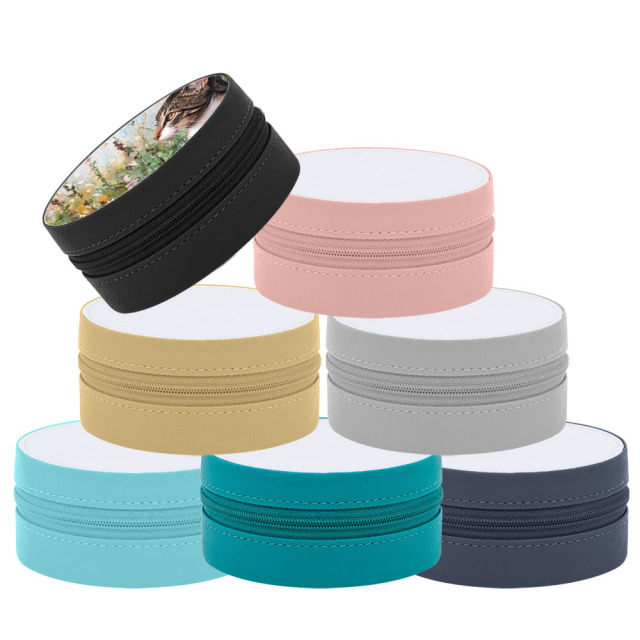 Sublimation Blank PU Premium Jewelry Box - Round & Square Shapes, 7 Colors, Ideal for Accessory Storage