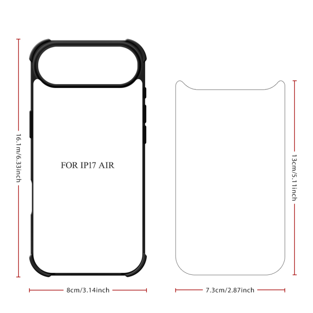Anti-Shock! For iPhone 17 Series Four Corner Anti-drop 2D TPU Phone Case Phone Cover With Metal Insert For Sublimation Printing