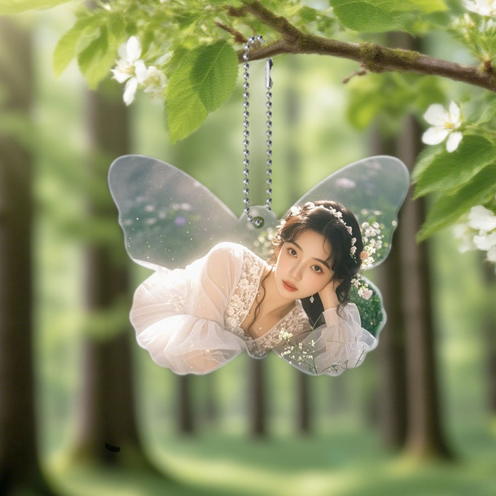 Sublimation Blank MDF Car Ornament, Butterfly Memorial Hanging Decoration, Customizable Vehicle Pendant