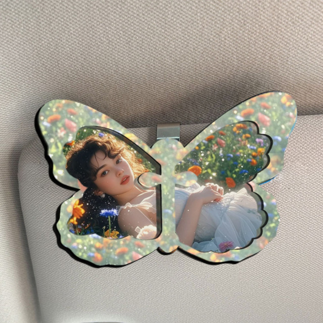 Sublimation Blank MDF Car Sunshade Clip, Butterfly Clip Design, Customizable Vehicle Sun Visor Clip