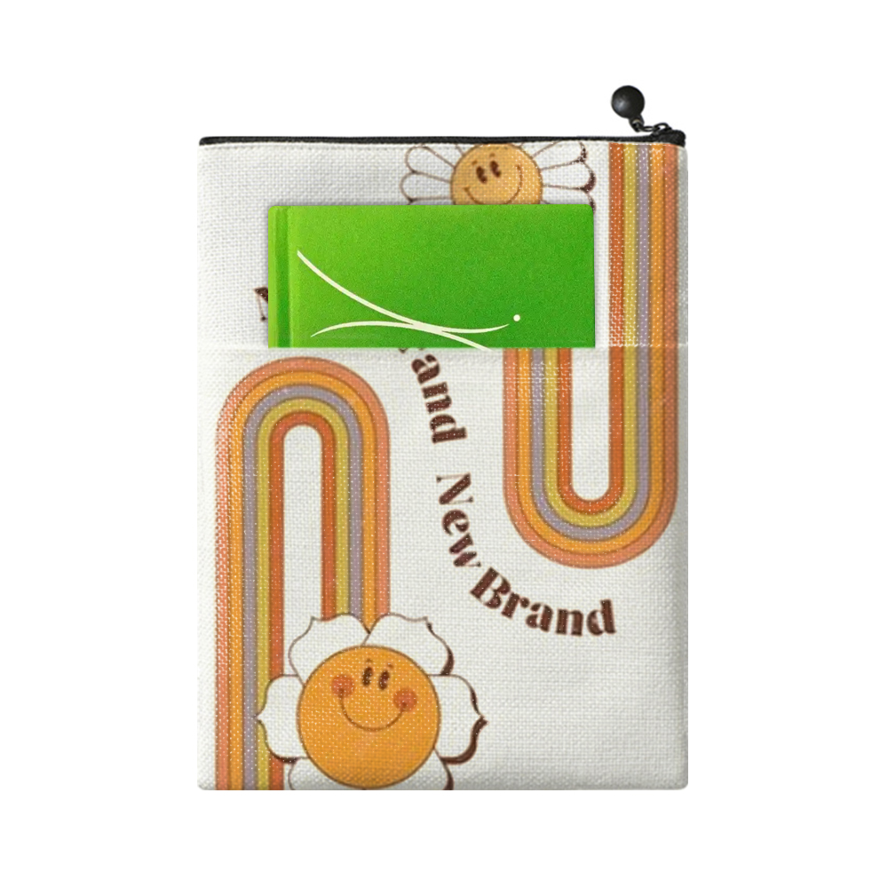 Sublimation Blank Cotton Linen Book Sleeve Book Bag Zippered Book Cover Pouch, Dustproof Book Protector with Printable Surface