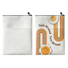 Sublimation Blank Cotton Linen Book Sleeve, Zippered Book Cover Pouch, Dustproof Book Protector with Printable Surface