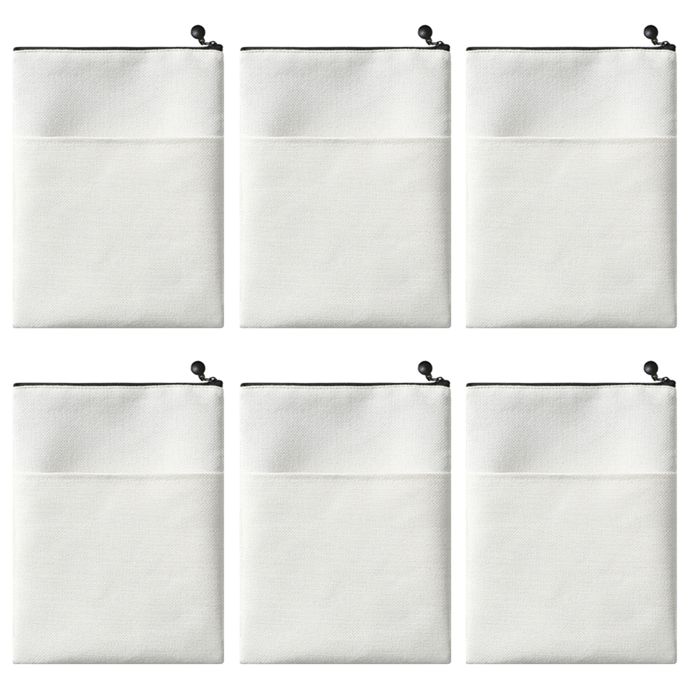 Sublimation Blank Cotton Linen Book Sleeve Book Bag Zippered Book Cover Pouch, Dustproof Book Protector with Printable Surface