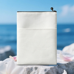 Sublimation Blank Cotton Linen Book Sleeve, Zippered Book Cover Pouch, Dustproof Book Protector with Printable Surface