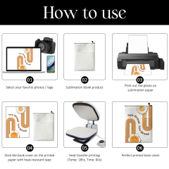 Sublimation Blank Cotton Linen Book Sleeve, Zippered Book Cover Pouch, Dustproof Book Protector with Printable Surface