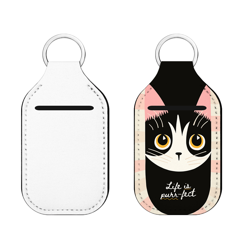 Sublimation Blank Neoprene Hand Sanitizer Bottle Holder Keychain, Custom Print Travel Accessory