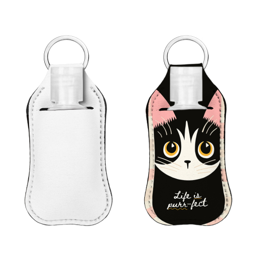 Sublimation Blank Neoprene Hand Sanitizer Bottle Holder Keychain, Custom Print Travel Accessory
