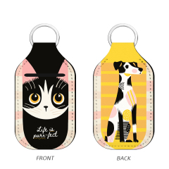 Sublimation Blank Neoprene Hand Sanitizer Bottle Holder Keychain, Custom Print Travel Accessory
