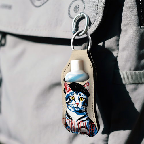 Sublimation Blank Neoprene Hand Sanitizer Bottle Holder Keychain, Custom Print Travel Accessory