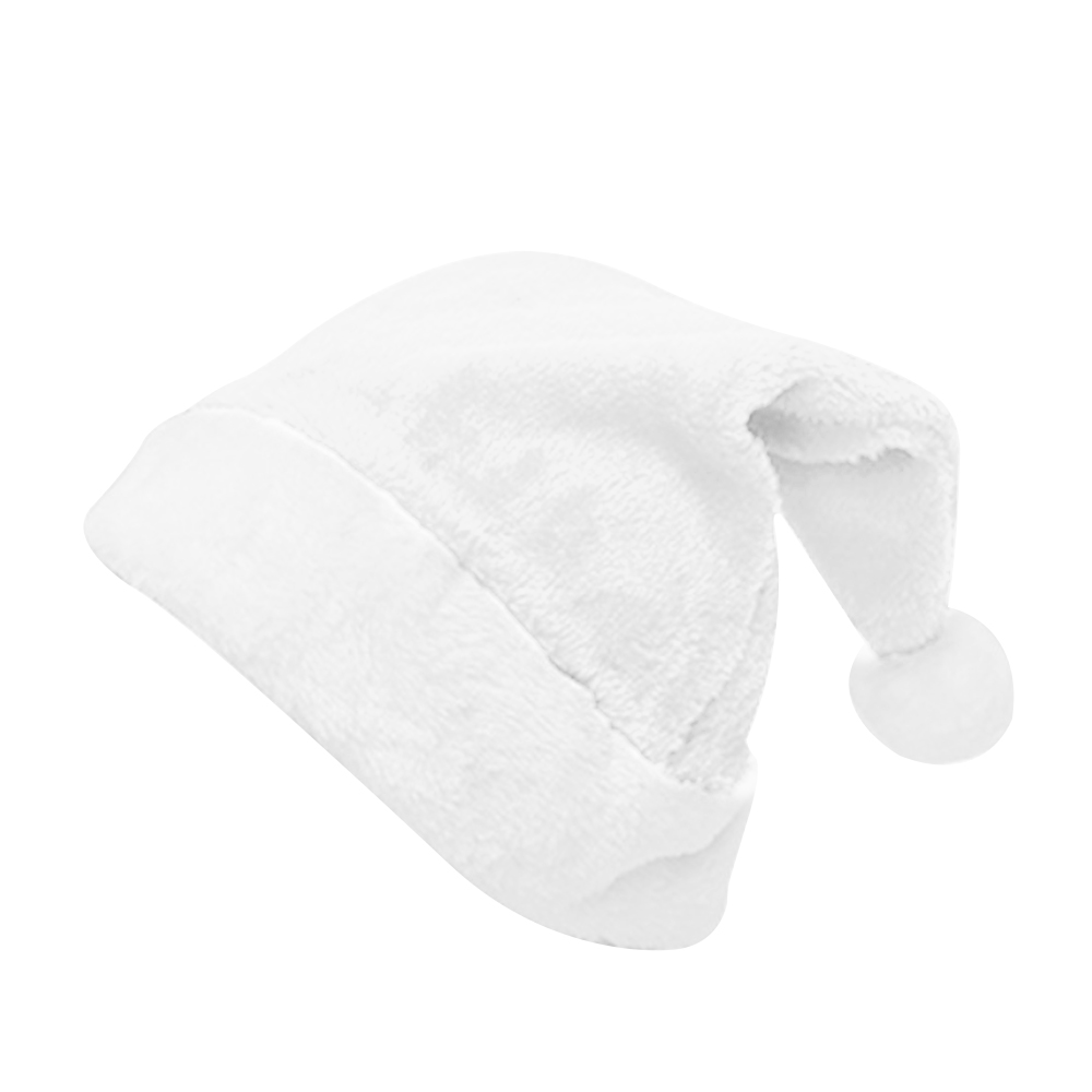 Sublimation Blank 300g Flannel Christmas Hat, White, 2 Sizes (Adult/Kid), Festive Holiday Headwear