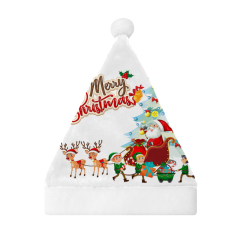Sublimation Blank 300g Flannel Christmas Hat, White, 2 Sizes (Adult/Kid), Festive Holiday Headwear
