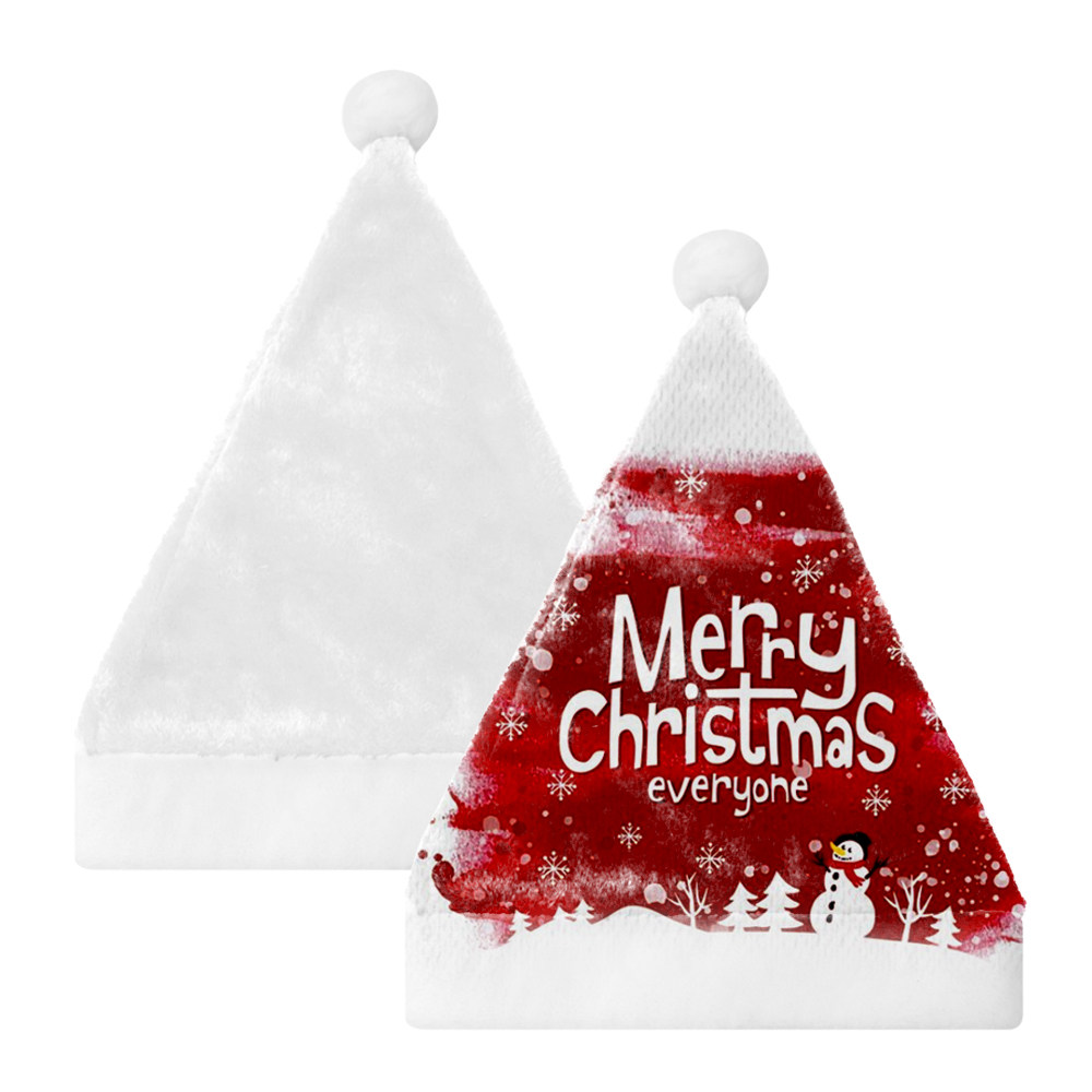 Sublimation Blank 300g Flannel Christmas Hat, White, 2 Sizes (Adult/Kid), Festive Holiday Headwear