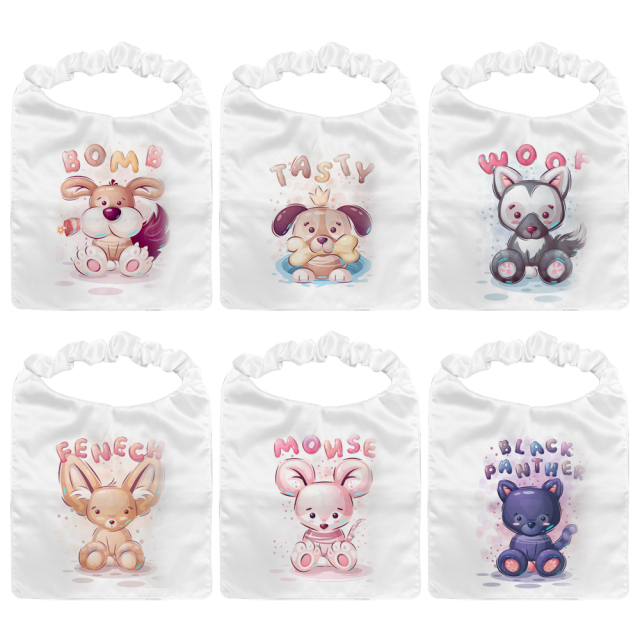 Sublimation Blank Polyester Pet Bib Printable Dog Bandana with Elastic Neck Strap, Toweling Back & Storage Pocket | Reusable Pet Scarf for Puppies & Small Animals